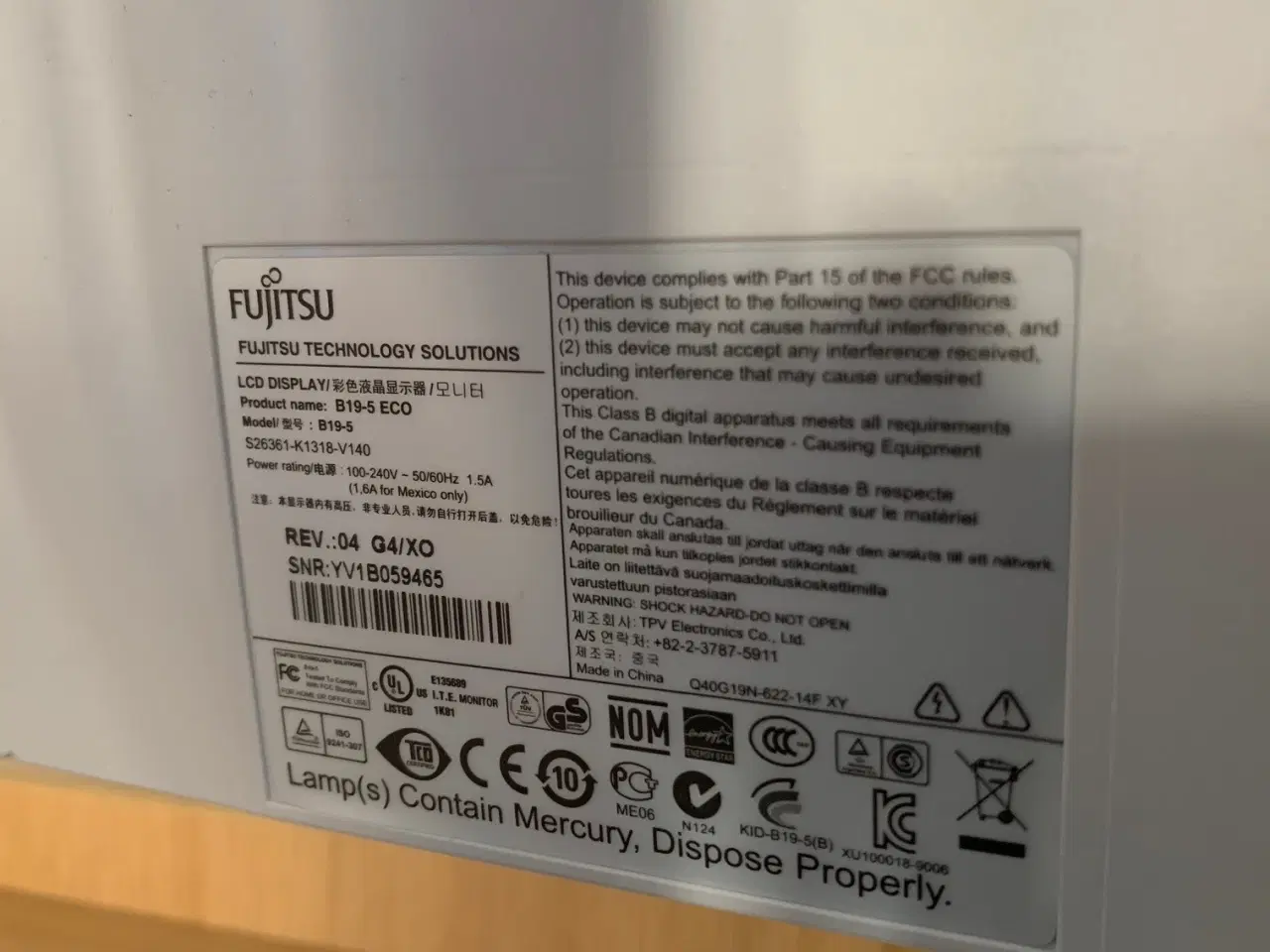 Billede 3 - Fujitsu B19-5 ECO monitor