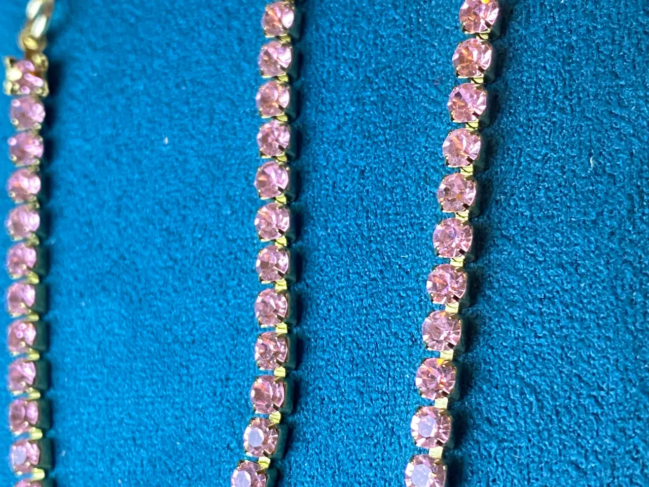 Billede 2 - Tennis Halskæde og Armbånd Sæt med Lyserøde Zirko