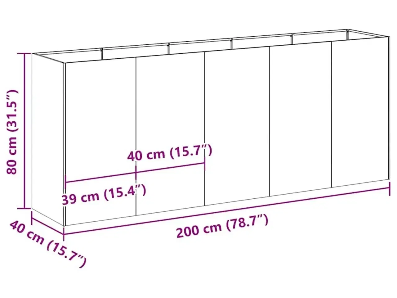 Billede 9 - Plantekasse sort 200x40x80 cm koldvalset stål