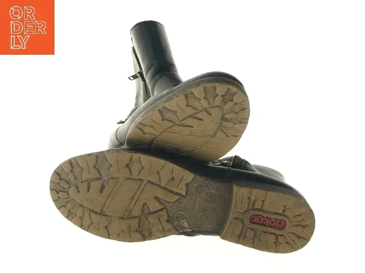 Billede 5 - Sort læderstøvler med spænde og lynlås, størrelse 40 fra Rieker (str. 40 )