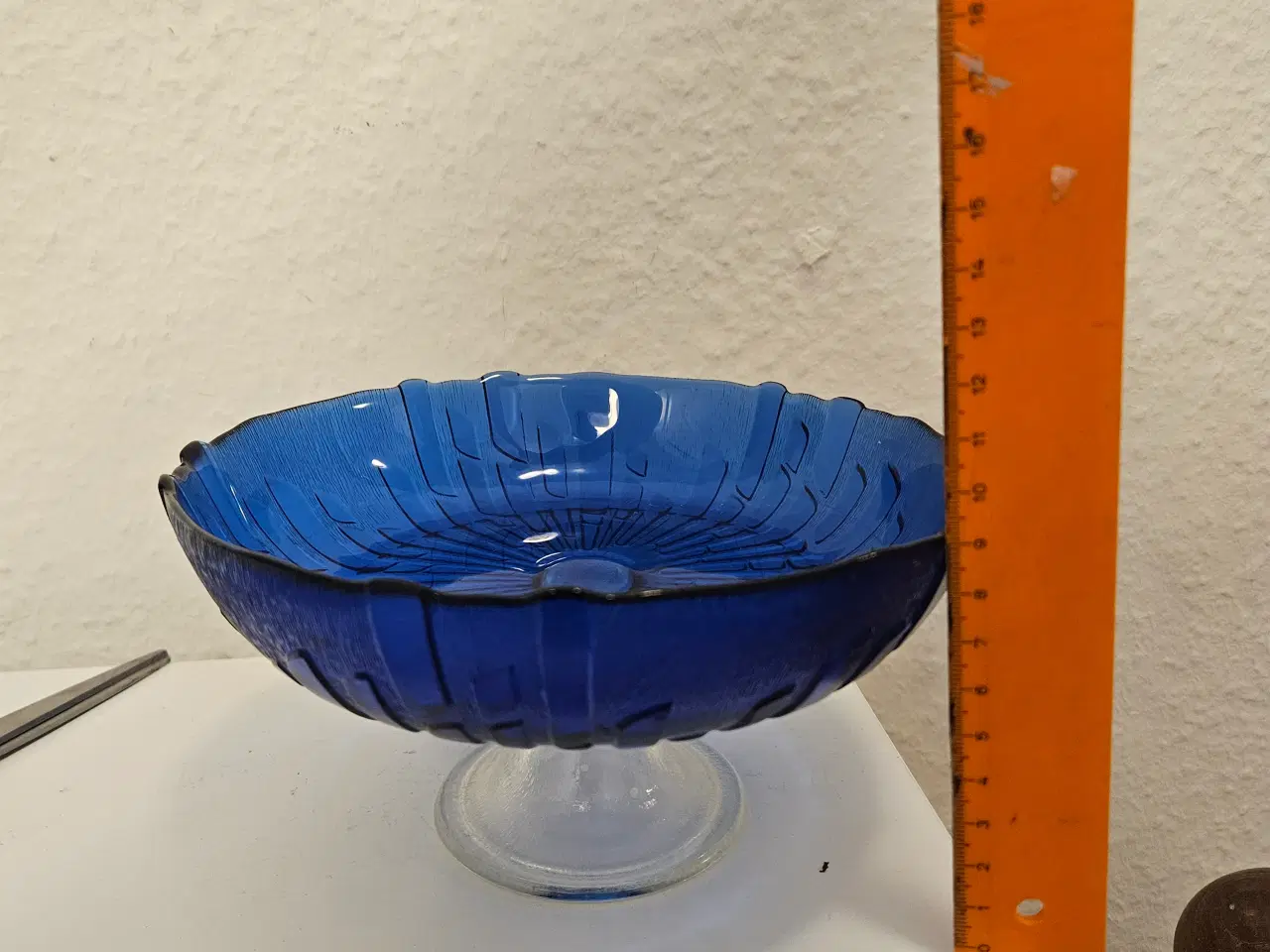Billede 3 - Blå glasskål på fod