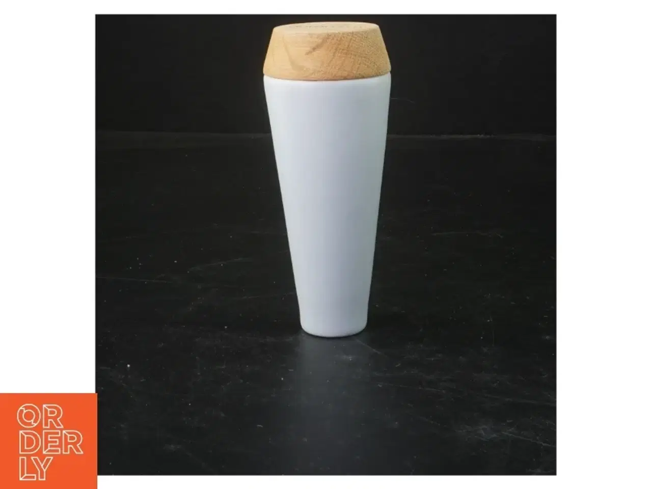 Billede 2 - Blå vase med træbund fra Novaform (str. 13x5 cm)