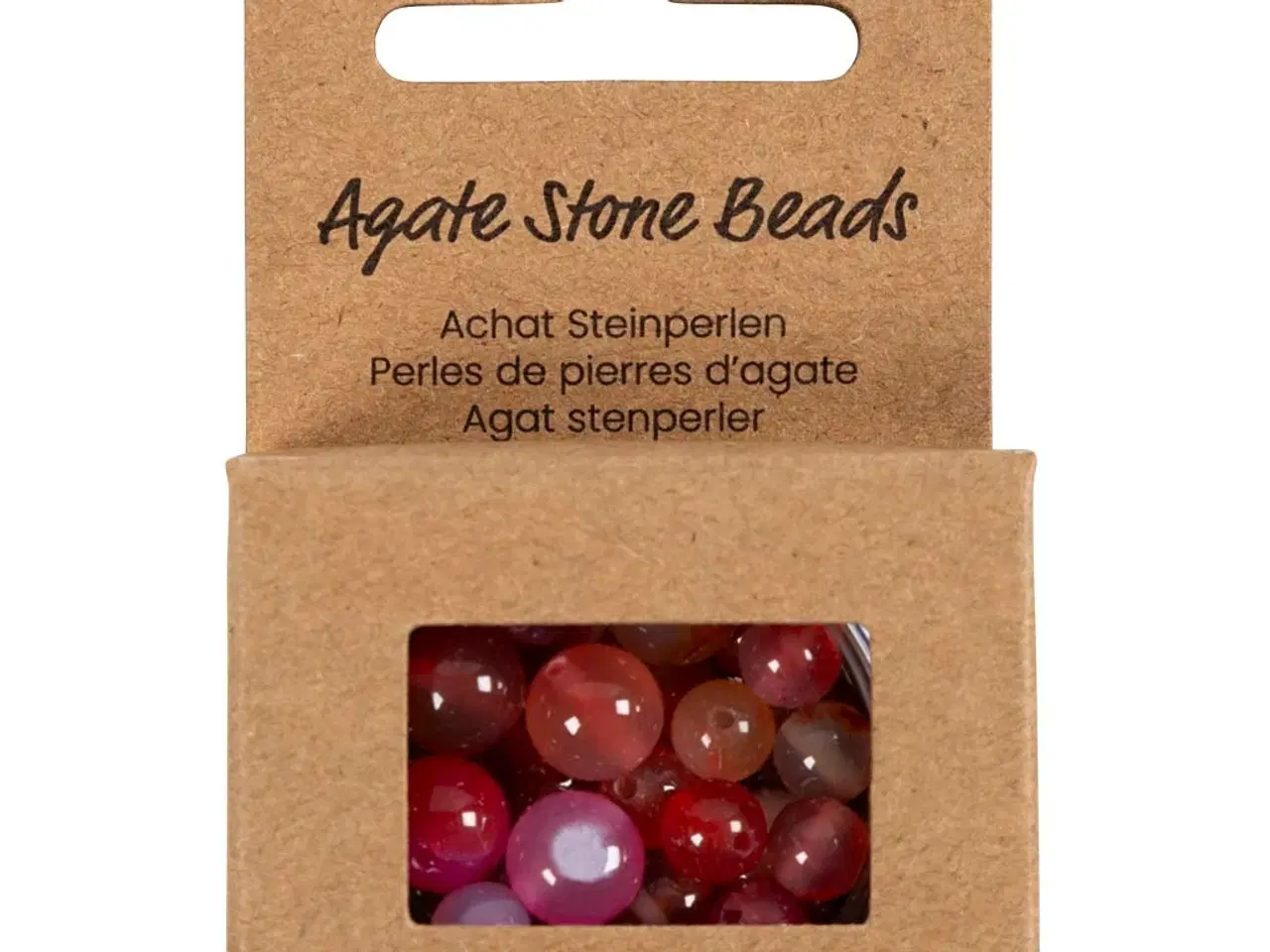 Billede 1 - Agat stenperler, str. 1x10, 12x8, 15x6 mm, hulstr. 0,9-1 mm, beige, rosa, 28stk./ 1 pk.