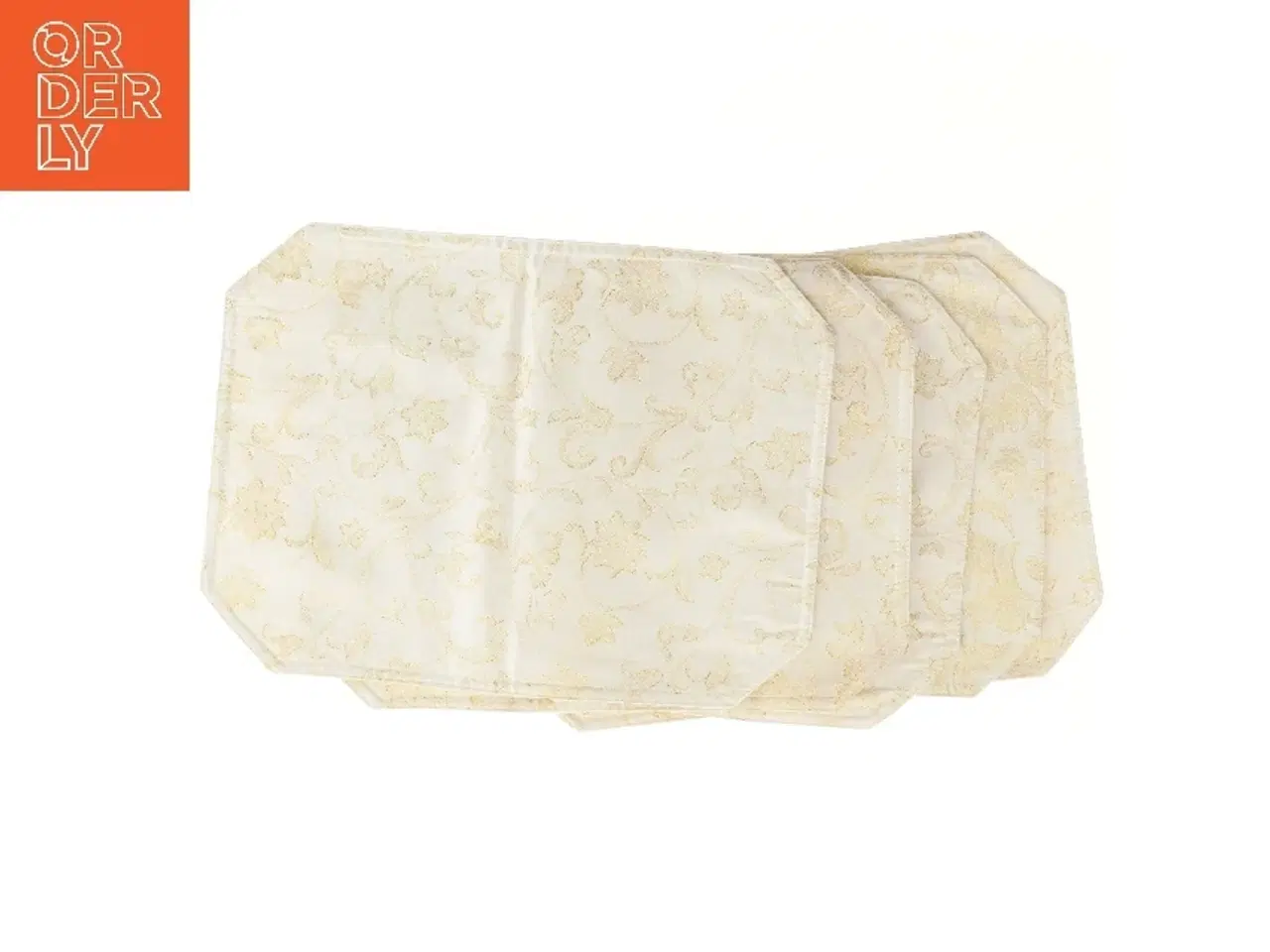 Billede 2 - Dækkeservietter i tekstil med guldtråde, 5 stk. (str. 5 stk 45x33 cm)