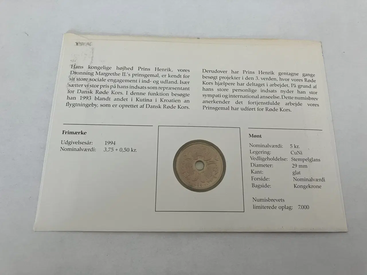 Billede 2 - 5 Kroner Danmark - Prins Henrik
