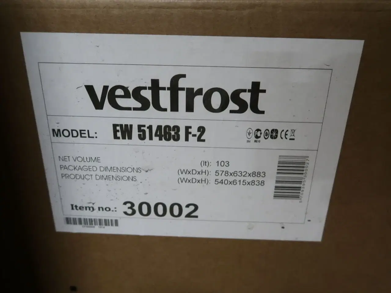 Billede 1 - Fryseskab VESTFROST EW 51463 F-2