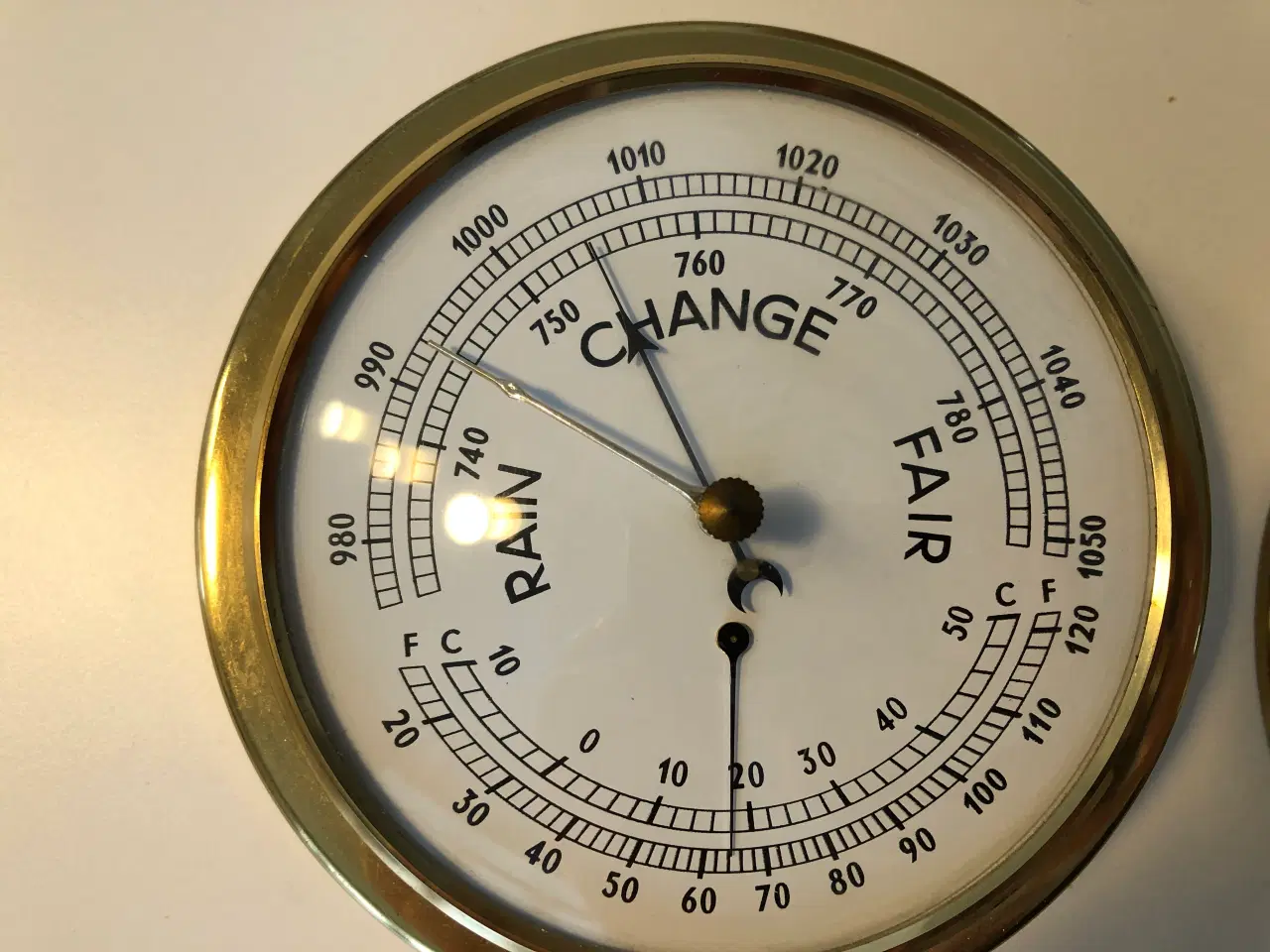 Billede 2 - Skibsur og barometer/termometer i messing