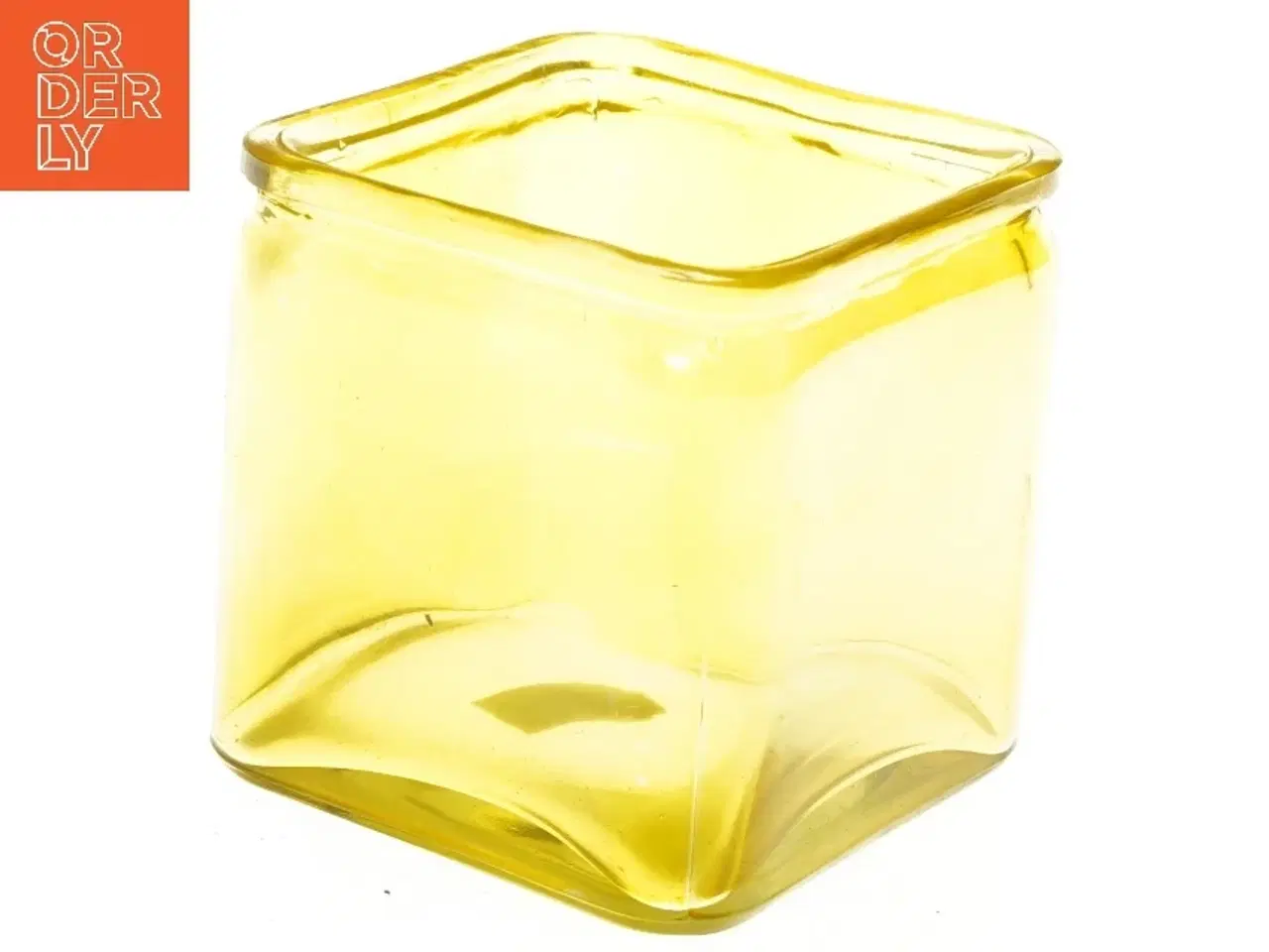 Billede 1 - Gul kvadratisk glasvase (str. 12x12x12 cm)