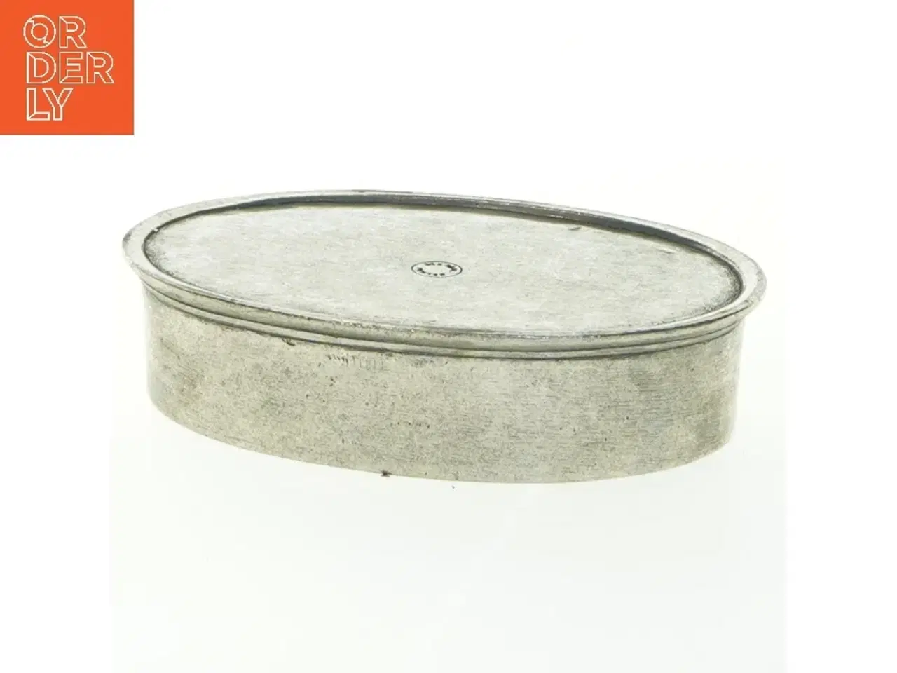 Billede 2 - Oval metalæske med låg (str. 13,5x9x6 cm)
