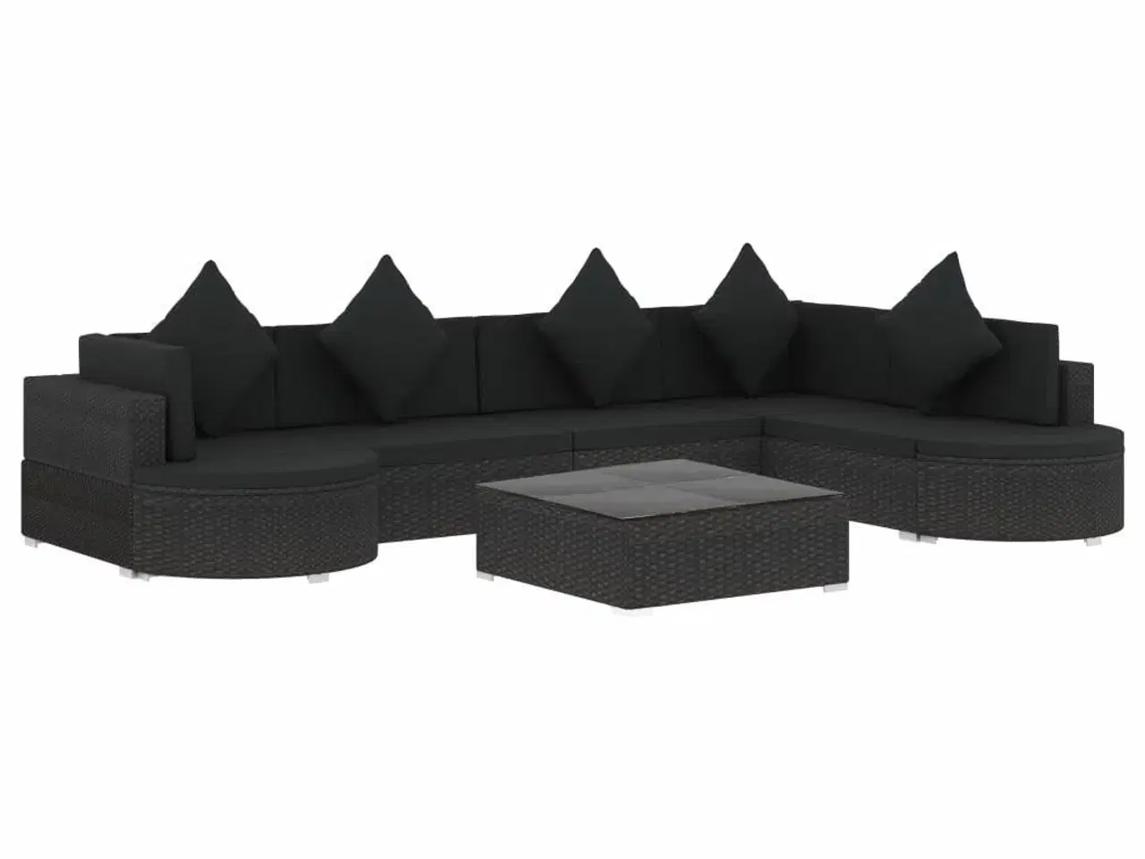 Billede 2 - Loungesæt til haven 8 dele med hynder polyrattan sort