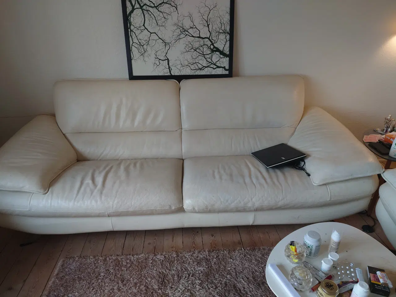 Billede 1 - Hvid læder gruppe sofaer 