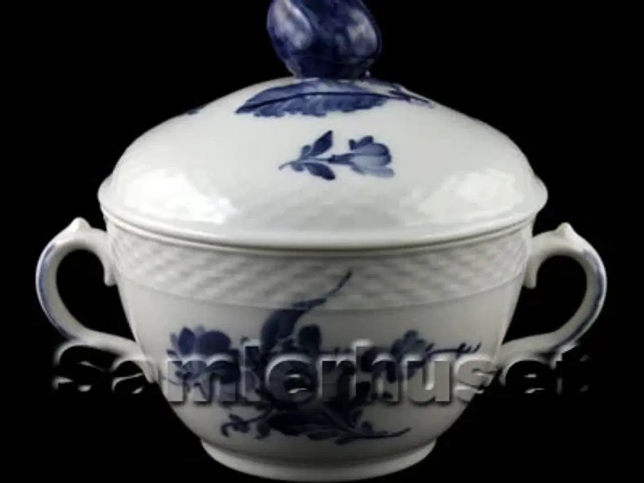 Billede 1 - Blå Blomst Flettet Sukkerskål 12½ cm.