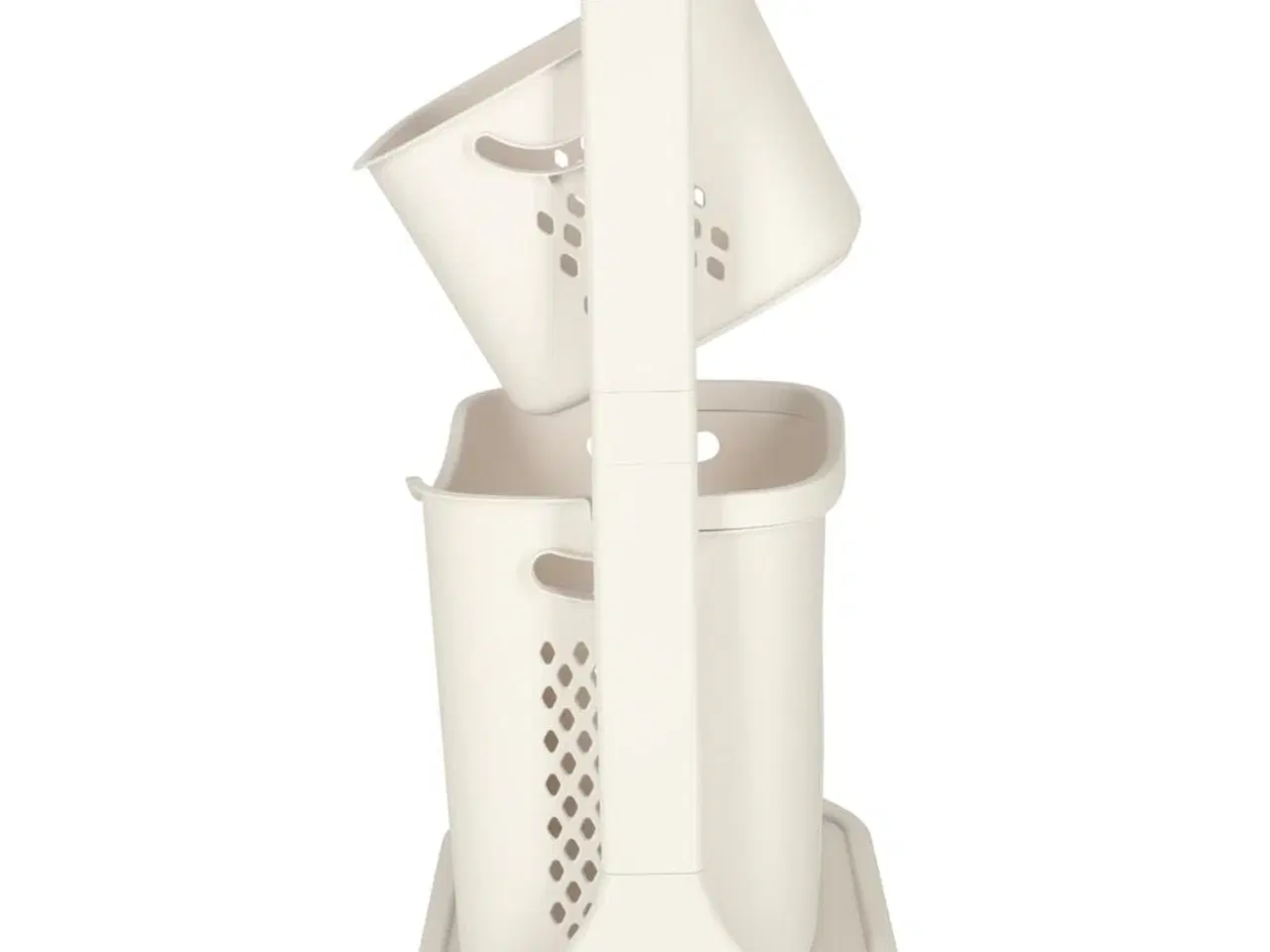 Billede 4 - Vasketøjskurv med dobbelte kurve på hjul – plast, 44 × 77,5 × 32 cm