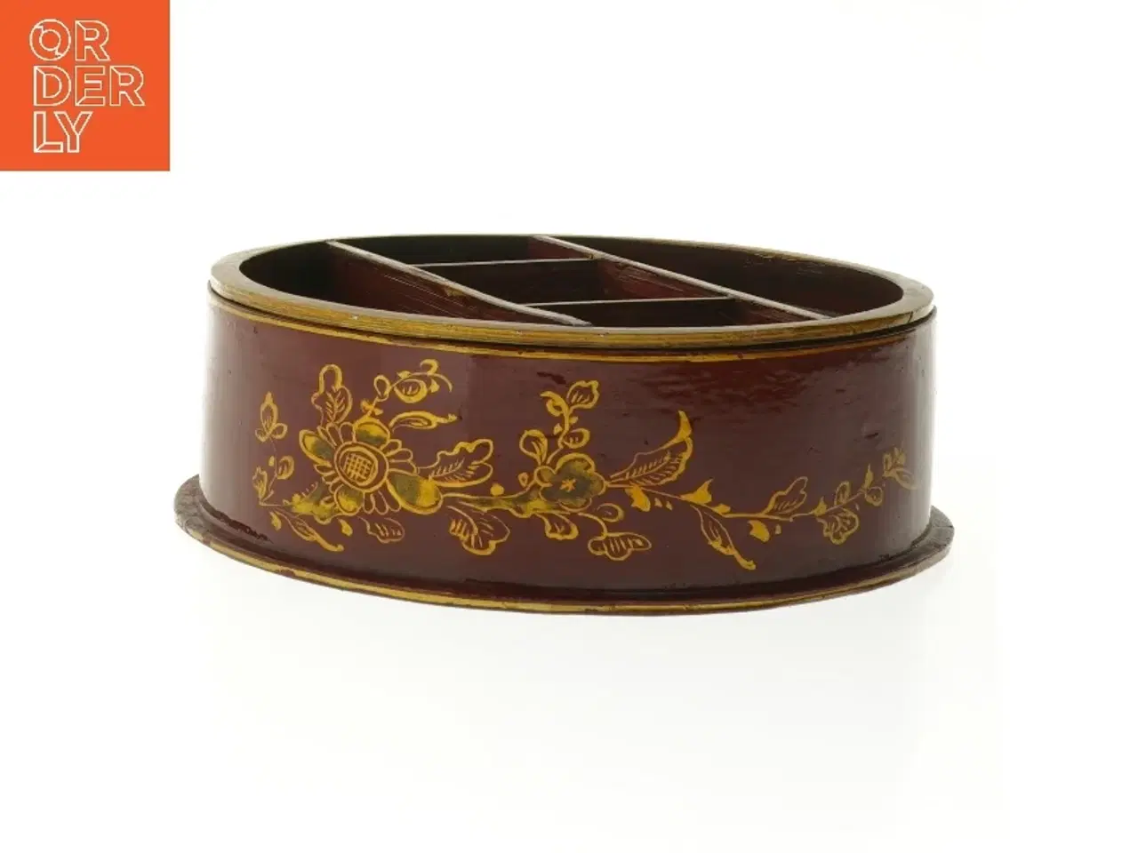 Billede 2 - Dekorativ rund opbevaringsæske til smykker mm. (str. Ø 20 cm)