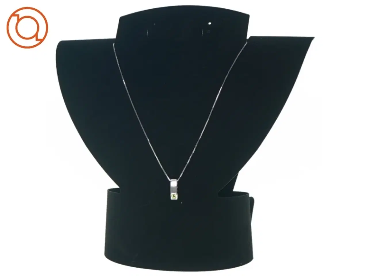 Billede 1 - Halskæde med grøn sten (str. 20 cm)