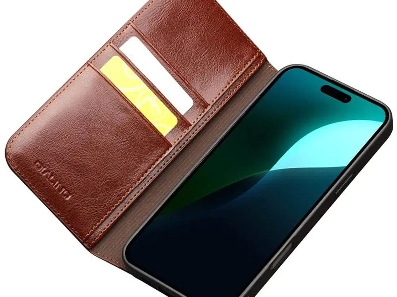 Billede 2 - iPhone 16 Cover, Qialino Classic, ægte læder, brun
