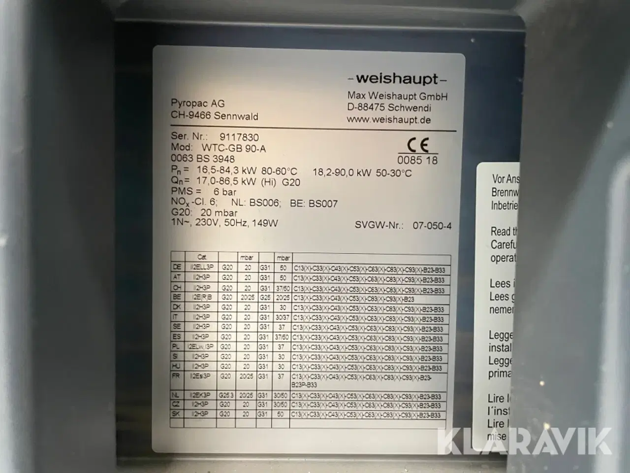 Billede 11 - Gasfyr Weishaupt GB-90-A