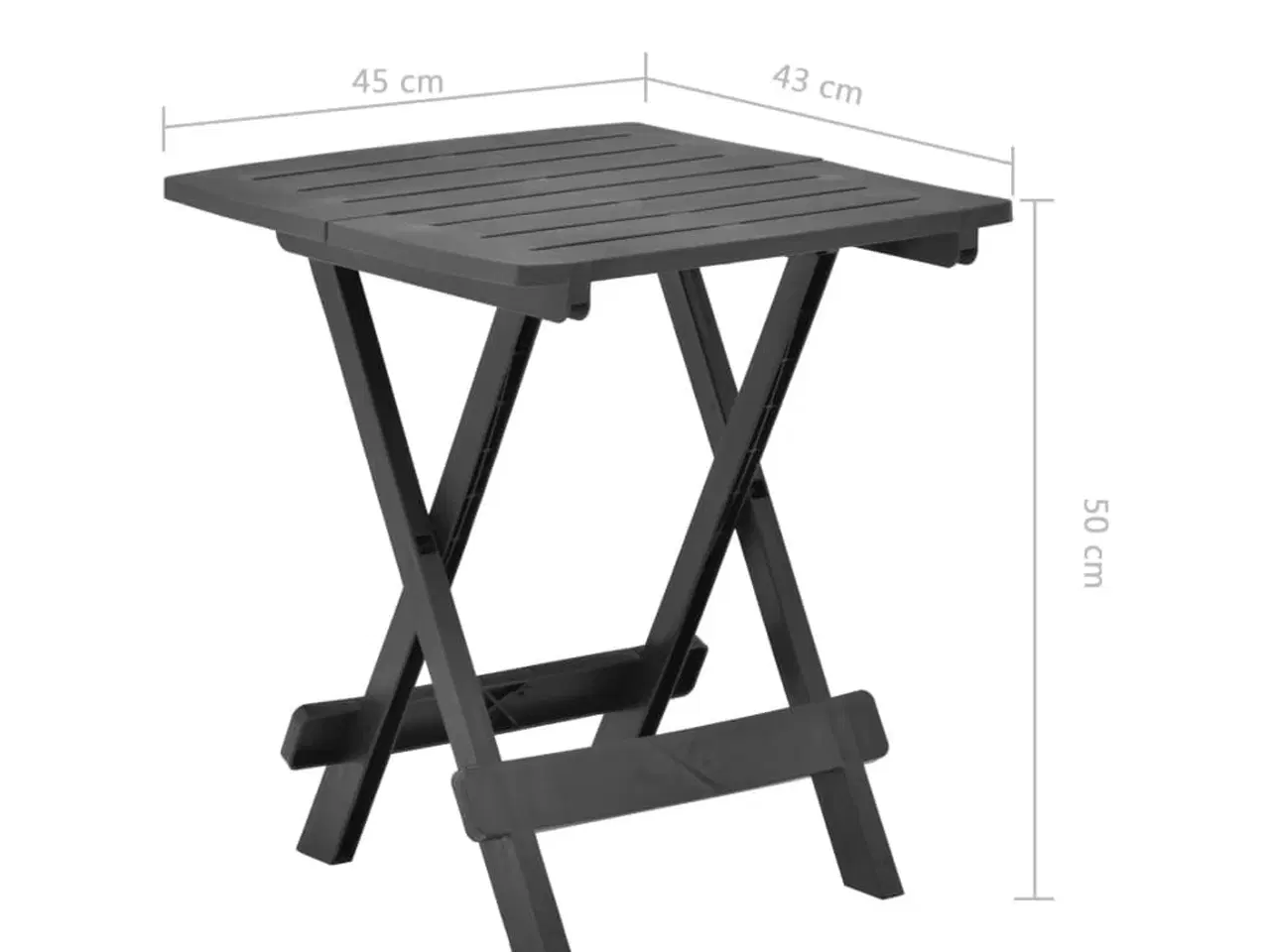 Billede 7 - Foldbart havebord 45x43x50 cm plastik antracitgrå