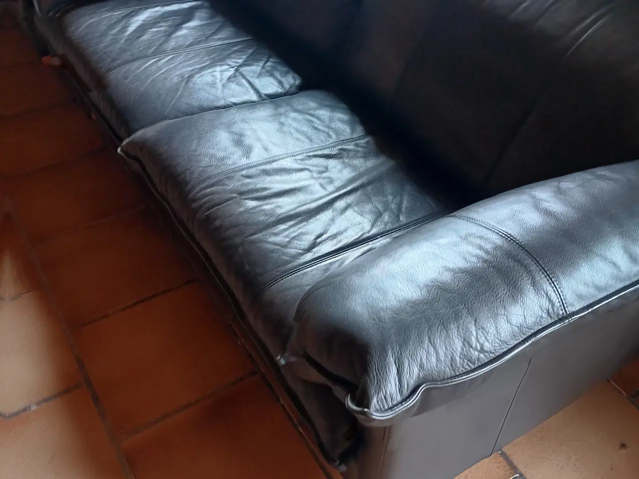 Billede 1 - GRATIS! To/Tre personers sofa i læder, og Bord