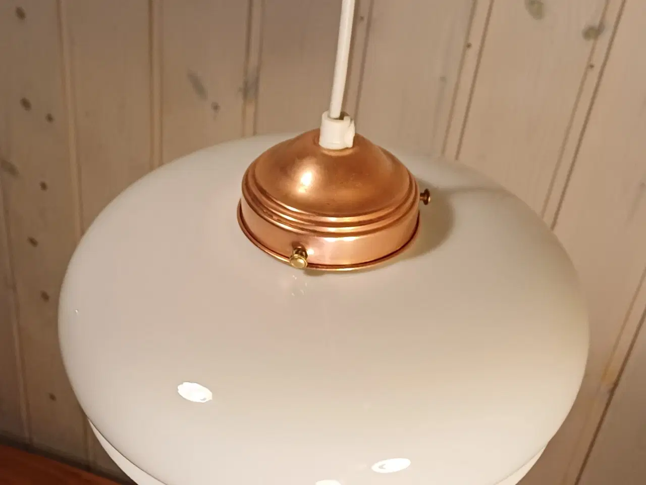 Billede 6 - Vintage/Retro loftlampe med glasskærm og messingop