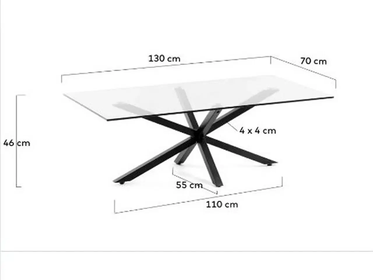 Billede 5 - Sofabord ... NYT ... med glasplade og stålben