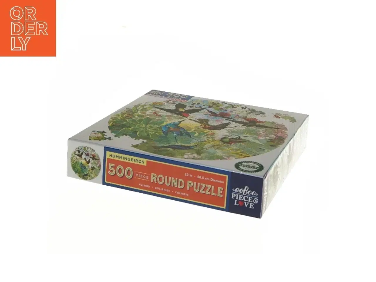 Billede 4 - Rundt puslespil med kolibrier (str. 25x25 cm)