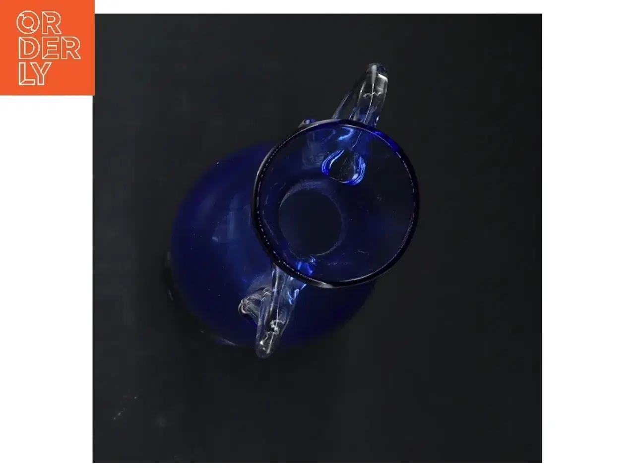 Billede 3 - Blå glasvase med klare håndtag (str. 25 cm)