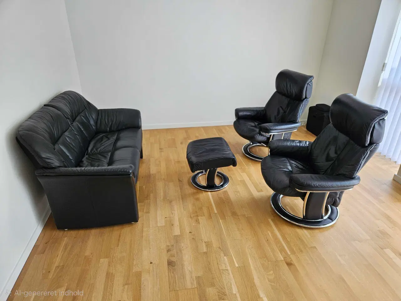Billede 1 - 2 pers. sort lædersofa