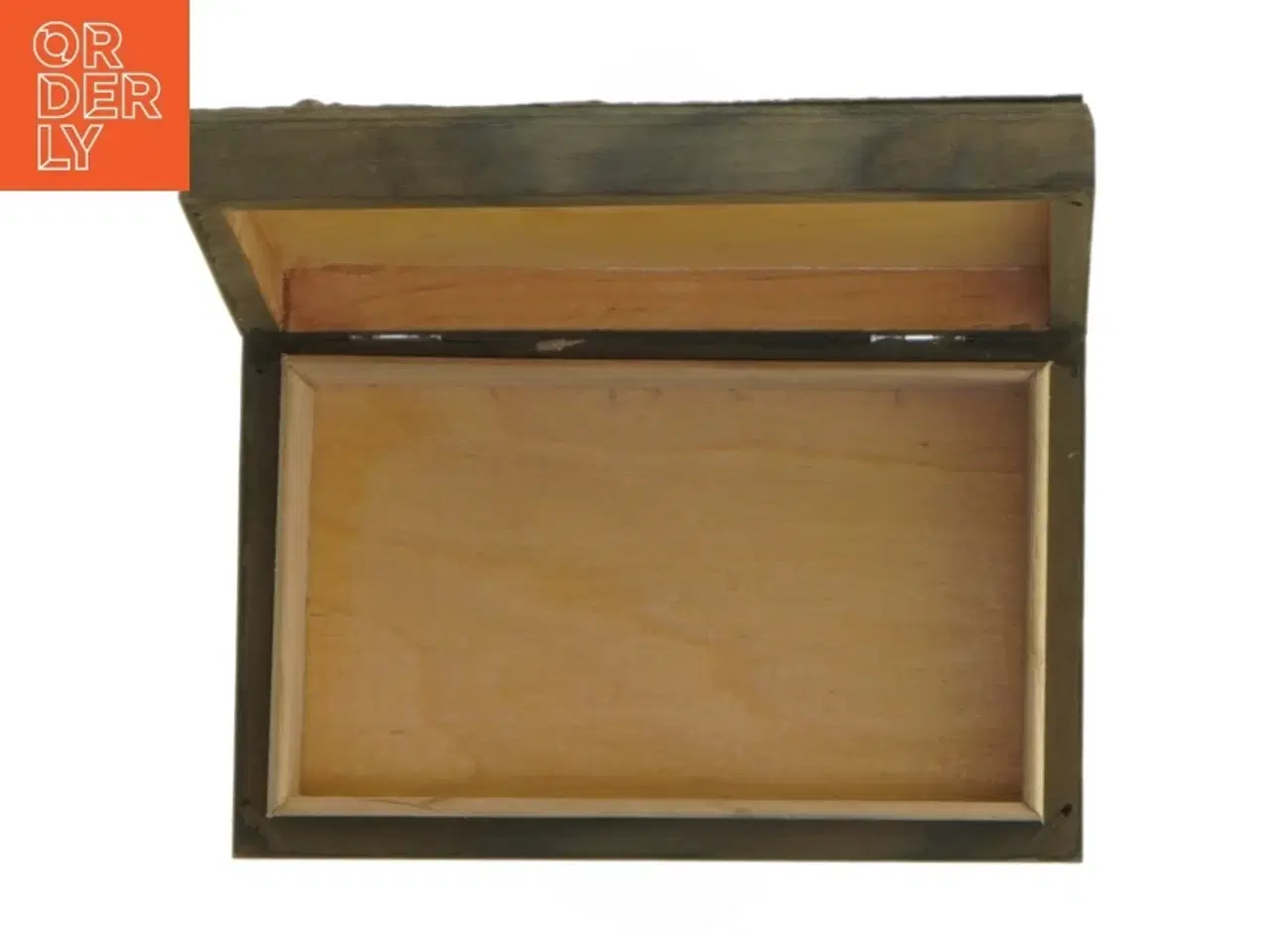 Billede 6 - Træ/metal æske med jagtmotiv relief (str. 16x10,5x4 cm)