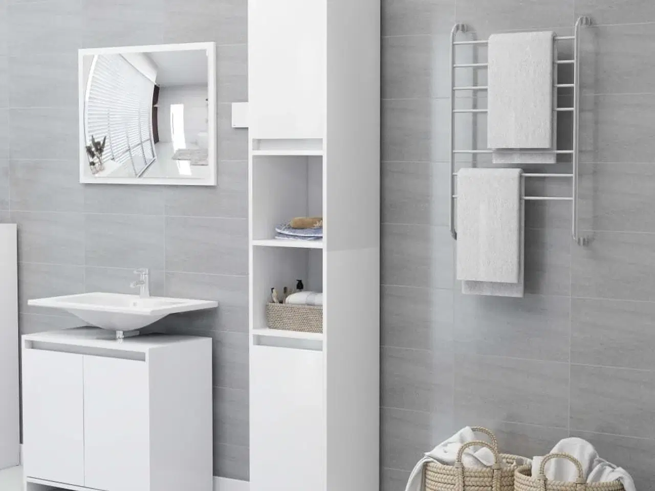 Billede 1 - Badeværelsesskab 30x30x183,5 cm konstrueret træ hvid