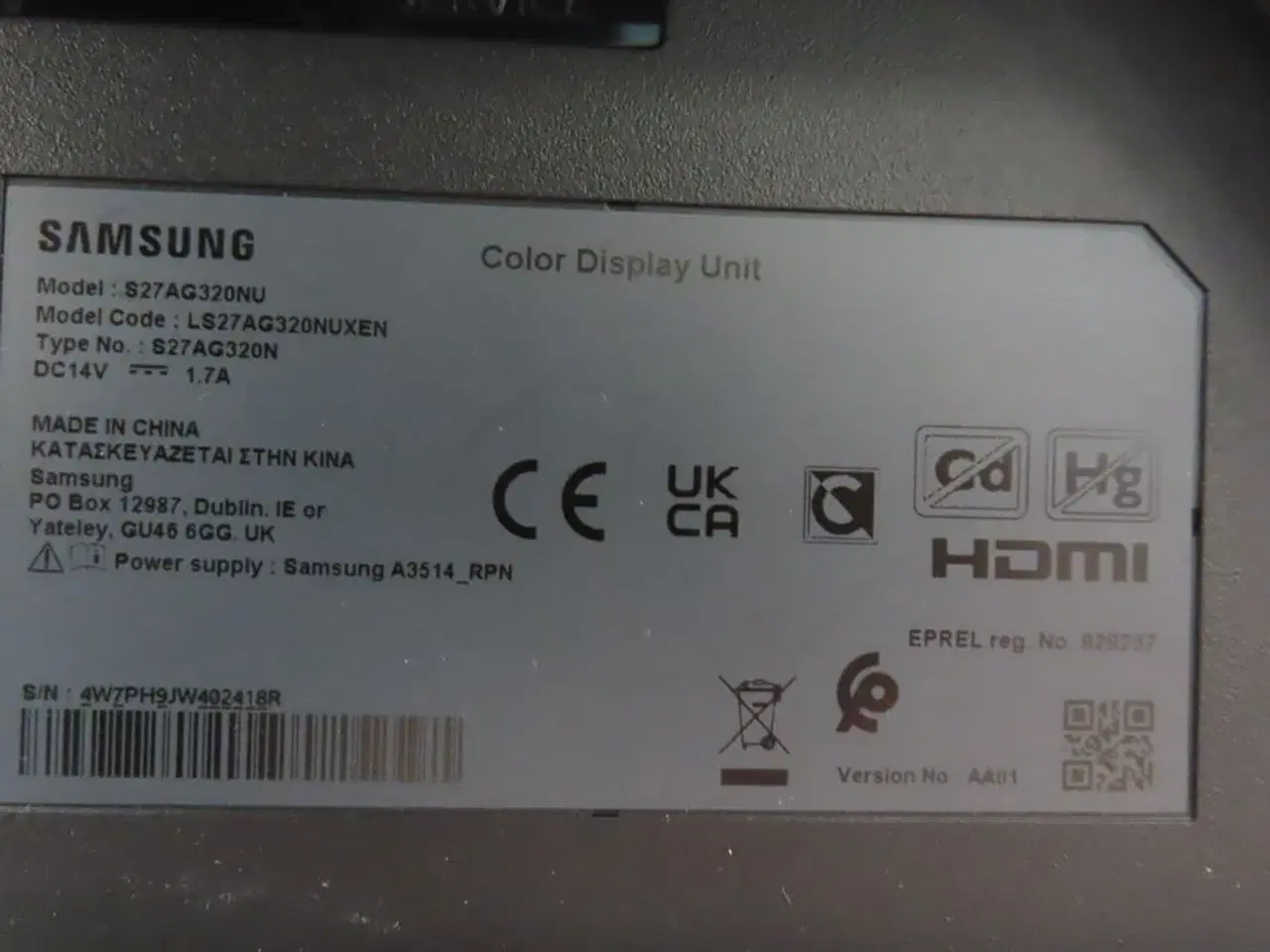 Billede 3 - 27" Computerskærm SAMSUNG S27AG320NU