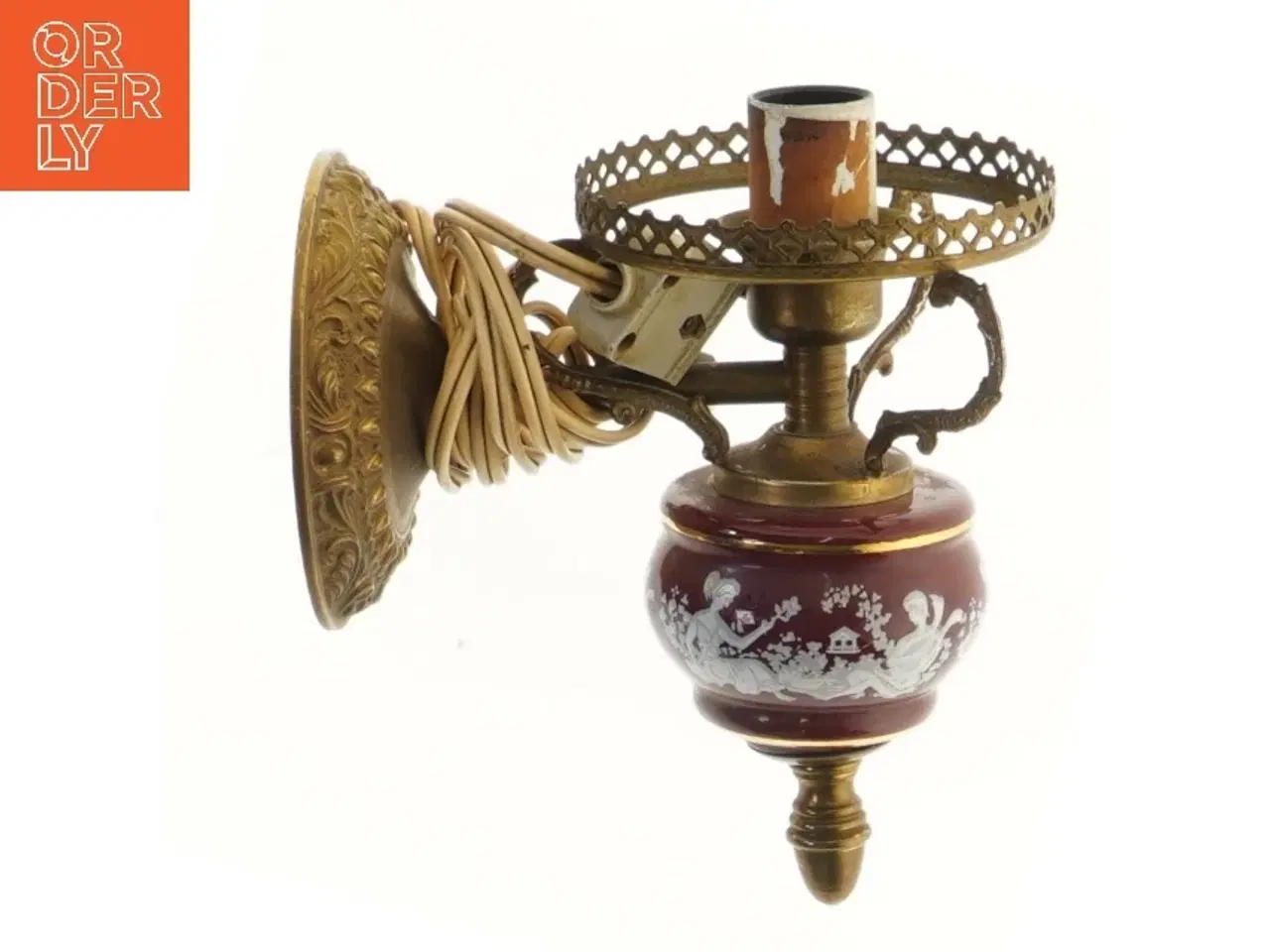 Billede 2 - Vintage væglampe med porcelænsskærm (str. 15x17 cm)