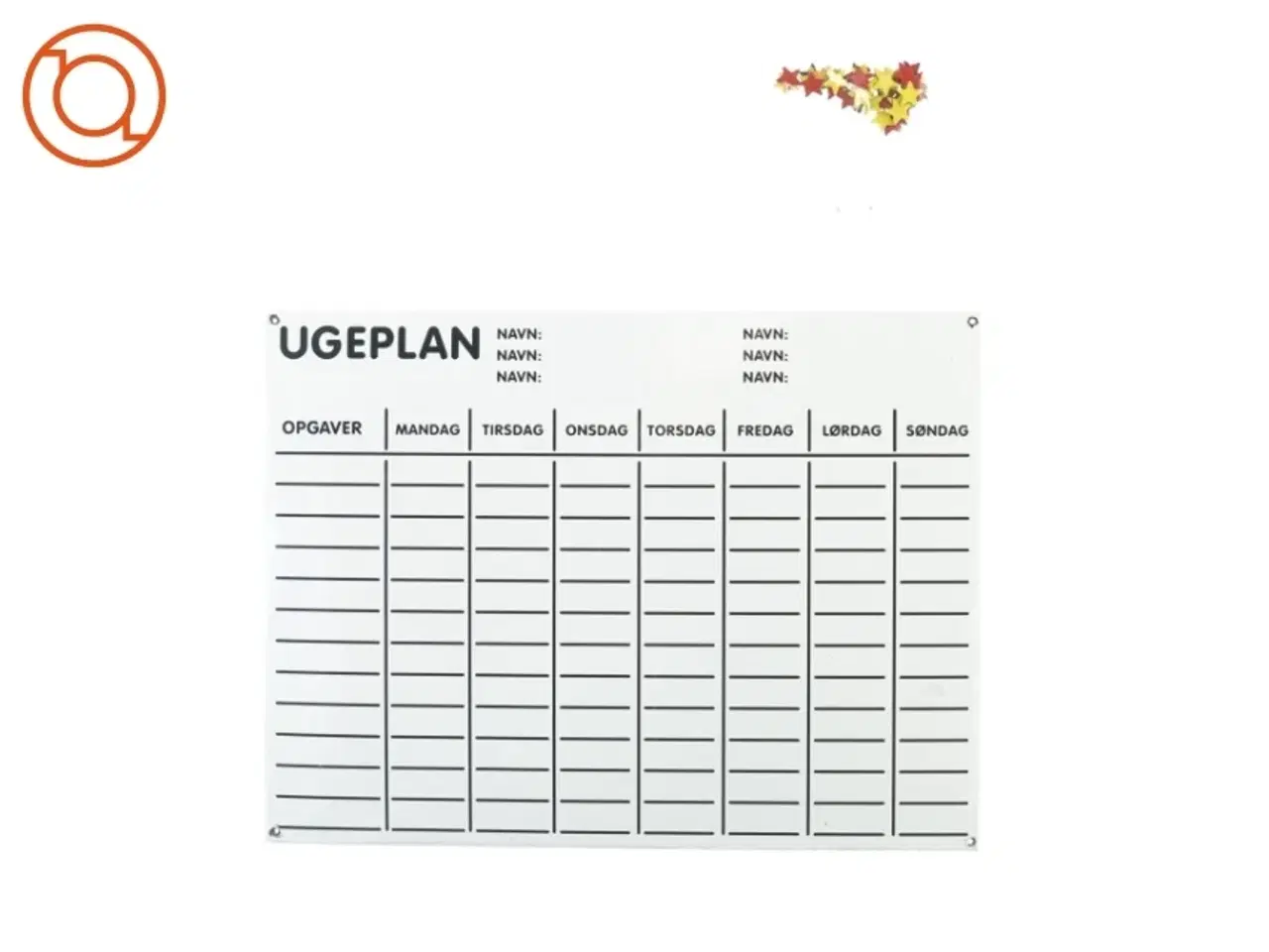 Billede 1 - Ugeplan med stjerner (str. 41 x 31 cm)