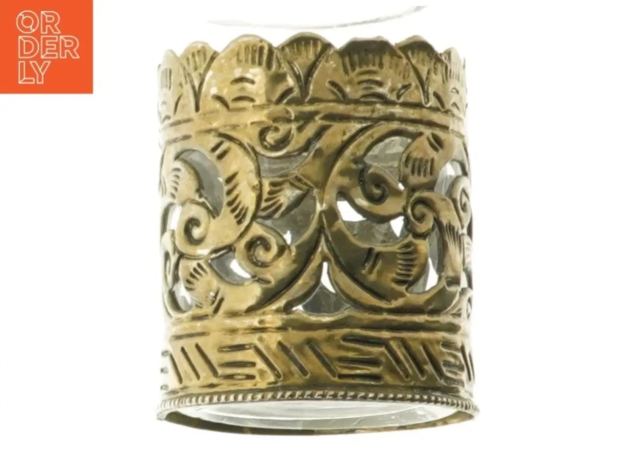 Billede 2 - Glas vase med metalornamentik (str. 10 x 7 cm)