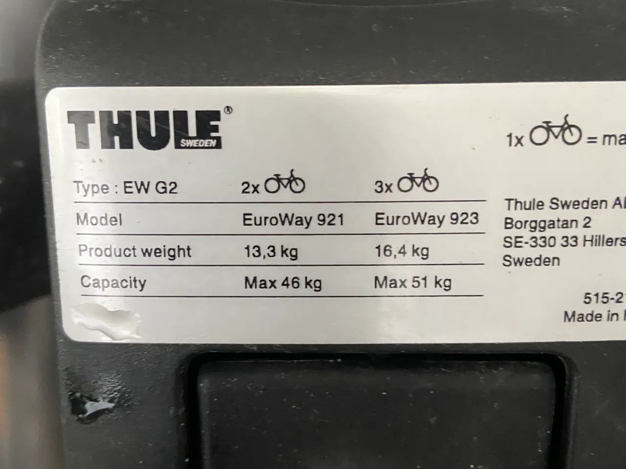 Billede 5 - Thule Euroway G 2 921 til 2 El / MTB cykler