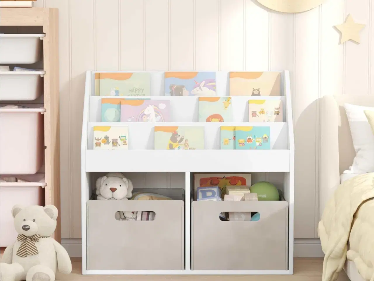 Billede 4 - Børnebogreol Hvid 72,5 x 29,5 x 69 cm Konstrueret træ