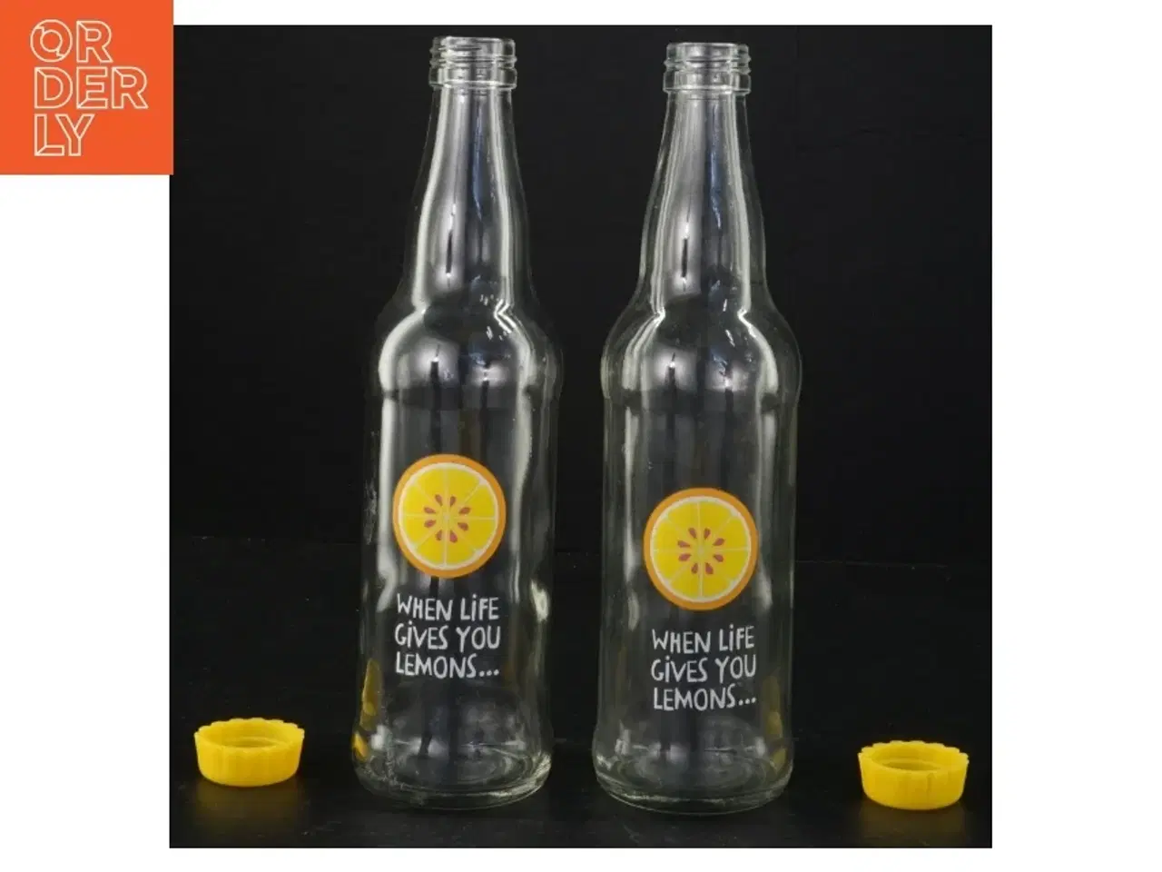 Billede 3 - Dekorative citronsodavandsflasker med tekst (str. 23 x 6 cm)