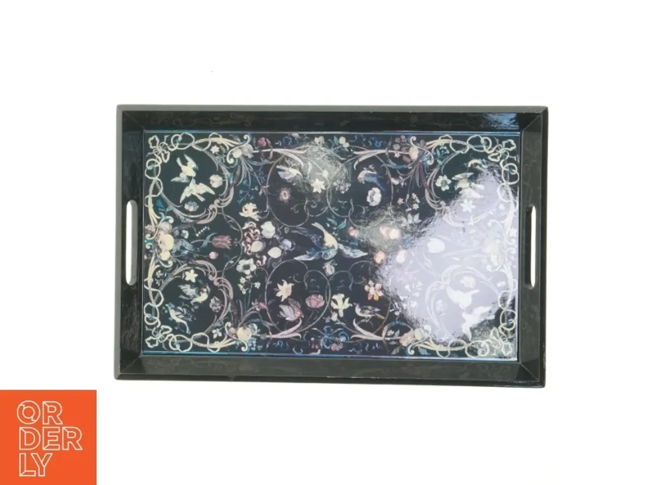 Billede 1 - Serveringsbakke med blomsterdesign (str. 42,5x27,5 cm)