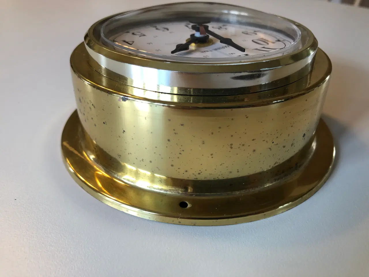 Billede 3 - Flot messing skibsur og barometer med patina