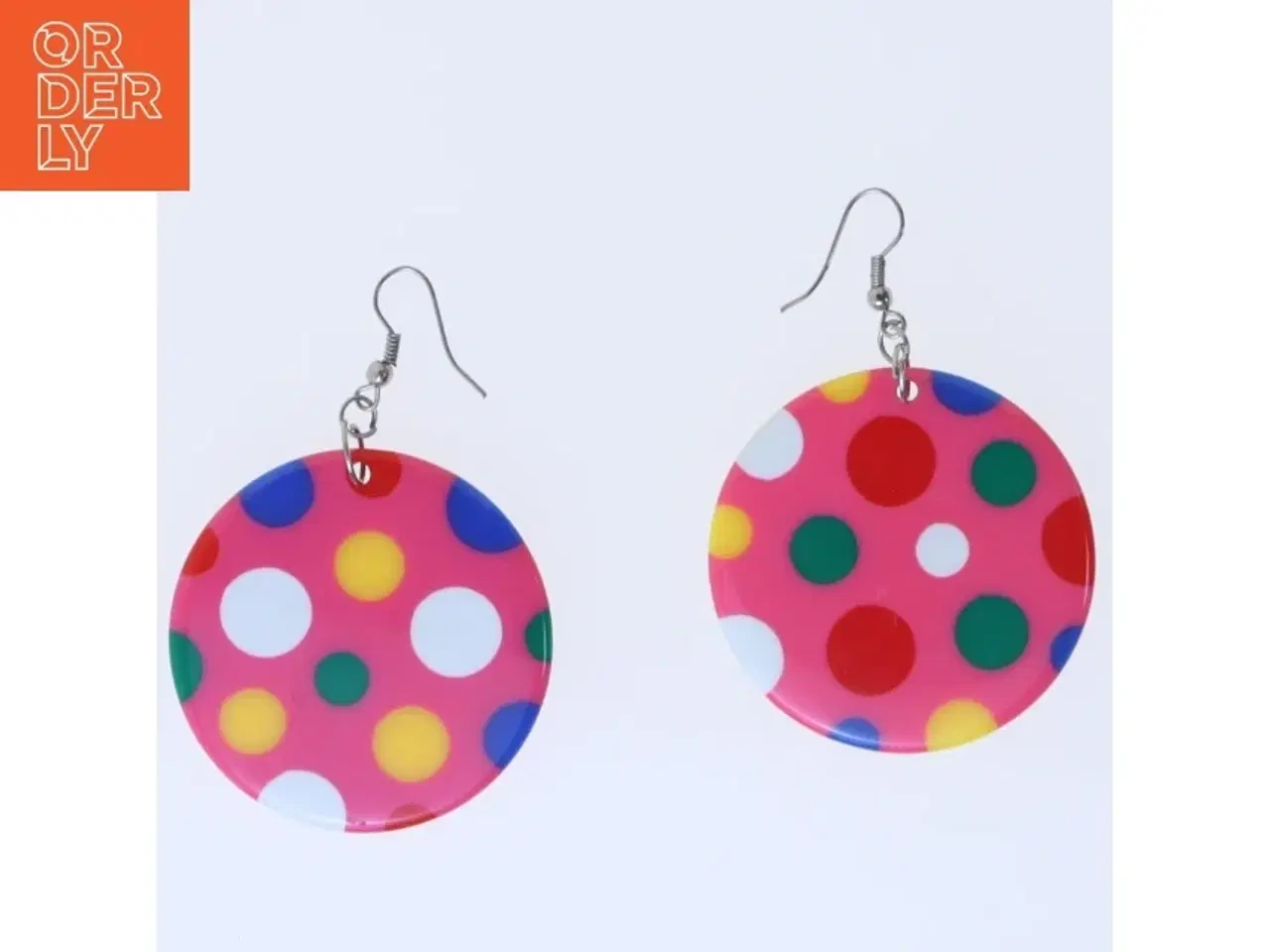 Billede 2 - Runde øreringe med polkaprikker (str. Ø 45 mm)