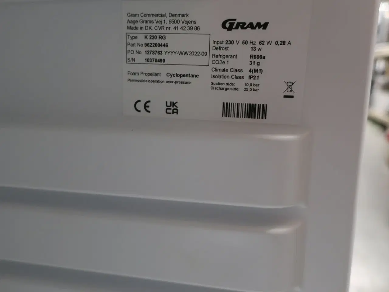 Billede 4 - Køleskab GRAM K 220 RG