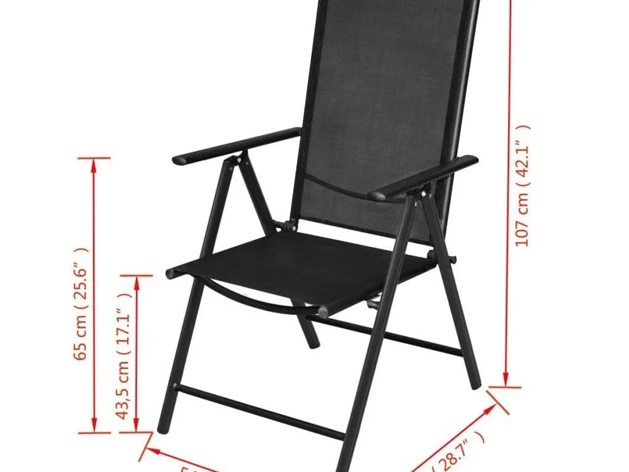 Billede 8 - Foldbare havestole 4 stk. aluminium og textilene sort