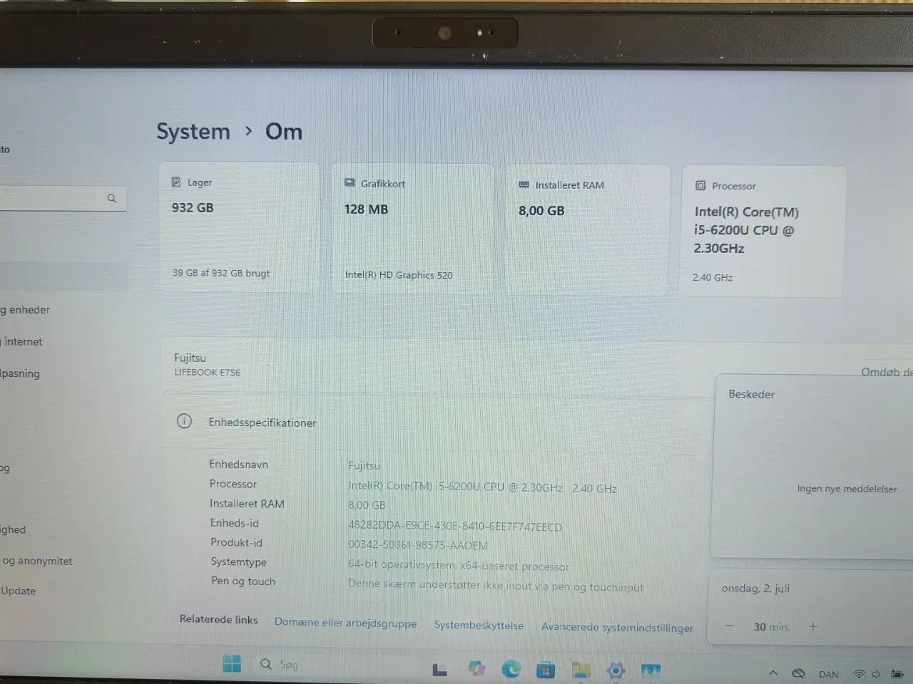 Billede 6 - Fujitsy Lifebook E756 Bærbar PC