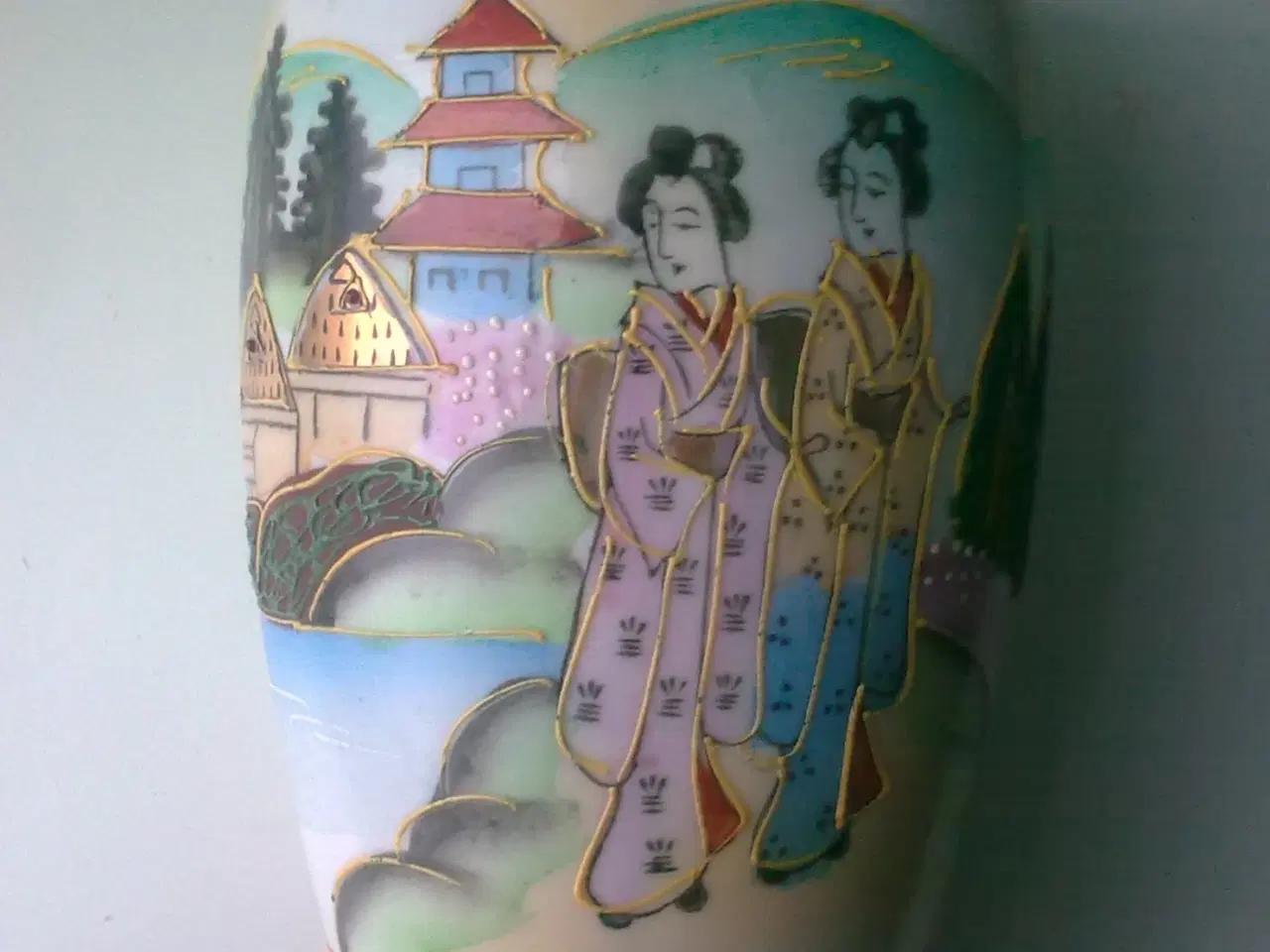Billede 7 - Japan Geisha vase halvgammel hvid porcelæn