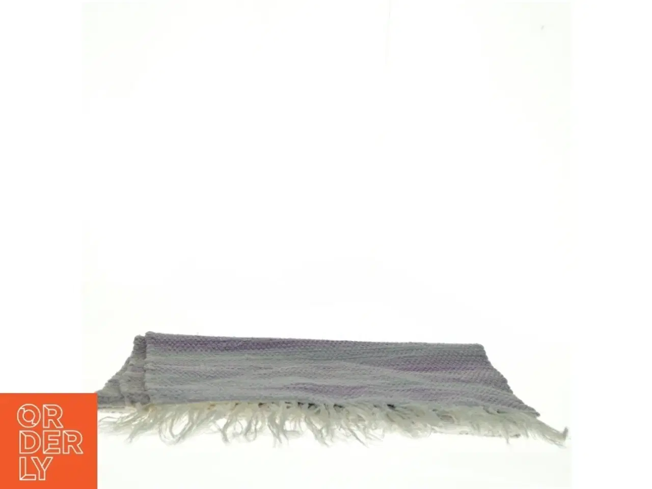 Billede 1 - Vævet bomuldsløber med frynser kludetæppe (str. 92 x 40 cm)