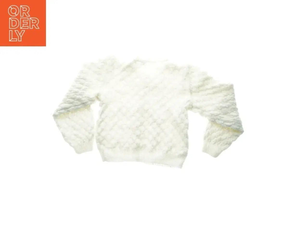 Billede 2 - Hjemmestrikket hvid cardigan (str. 44 x 40 cm ærme 39 cm)