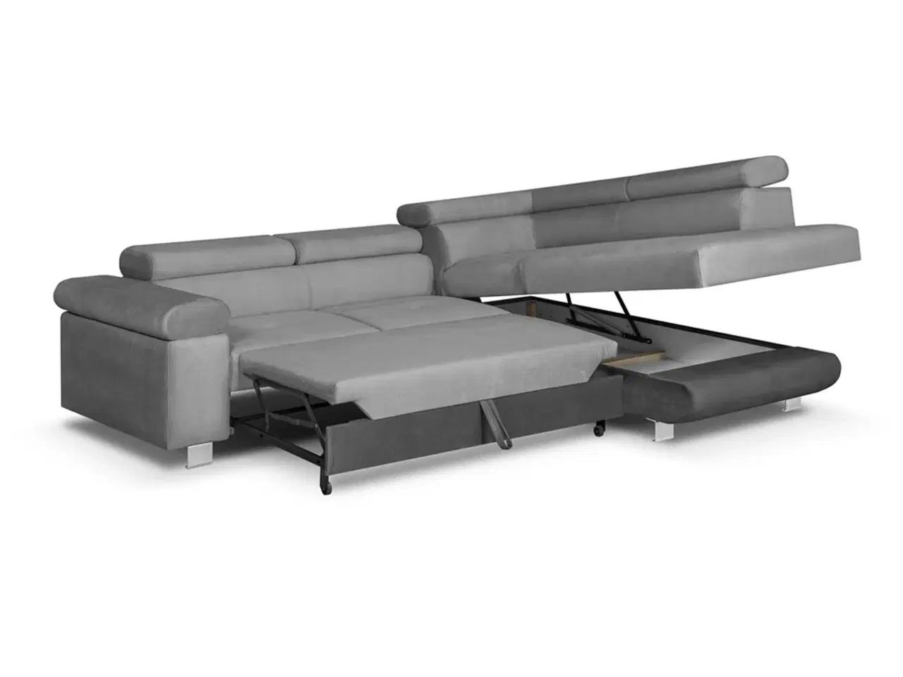 Billede 2 - CREMMO hjørnesofa med chaiselong og opbevaring