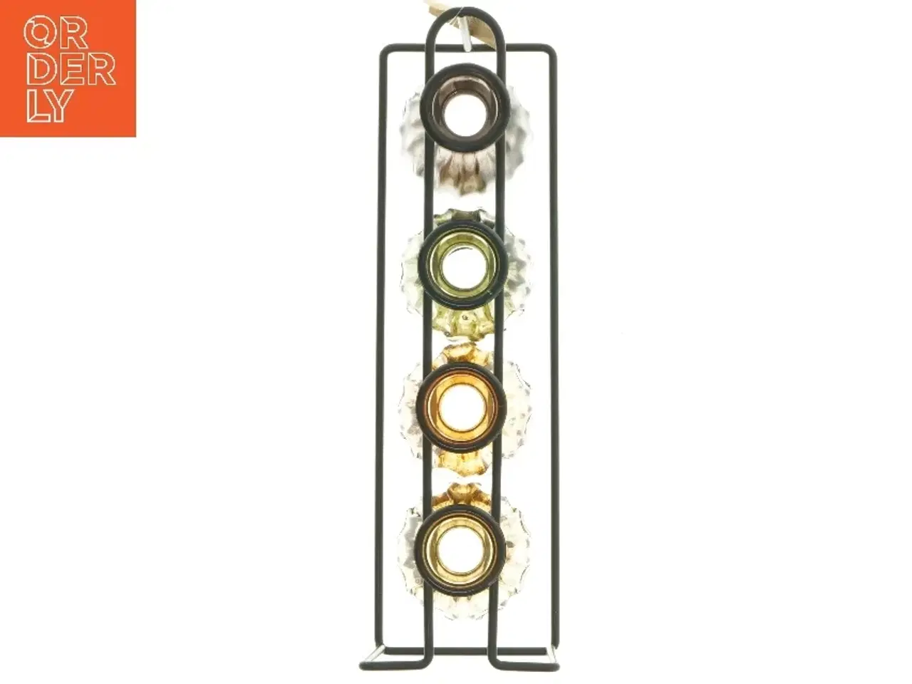 Billede 6 - Sæt med farvede glasvaser i stativ fra Det Gamle Apotek (str. 11x27x8 cm)