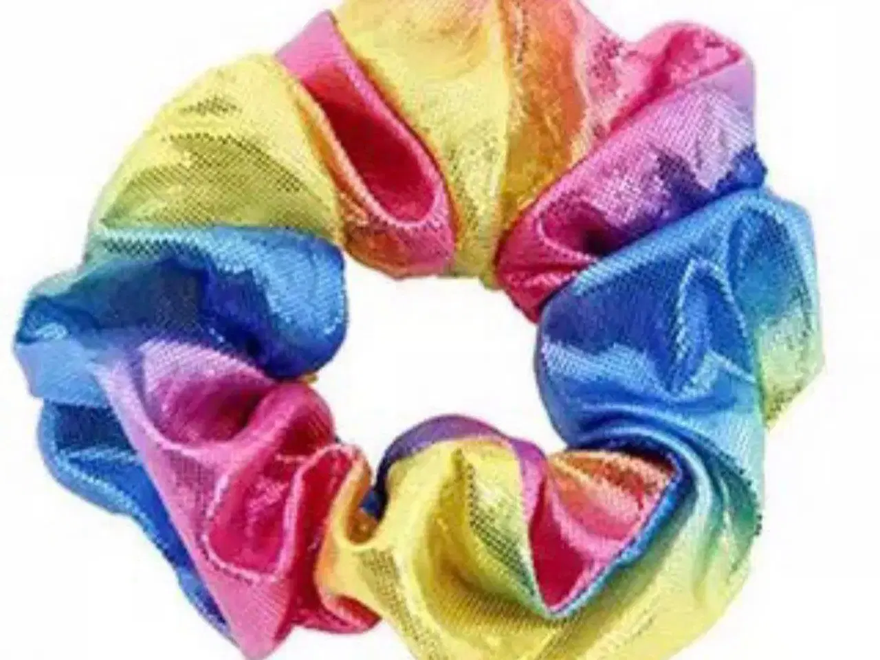Billede 2 - Scrunchie hårelastik med regnbue effekt 