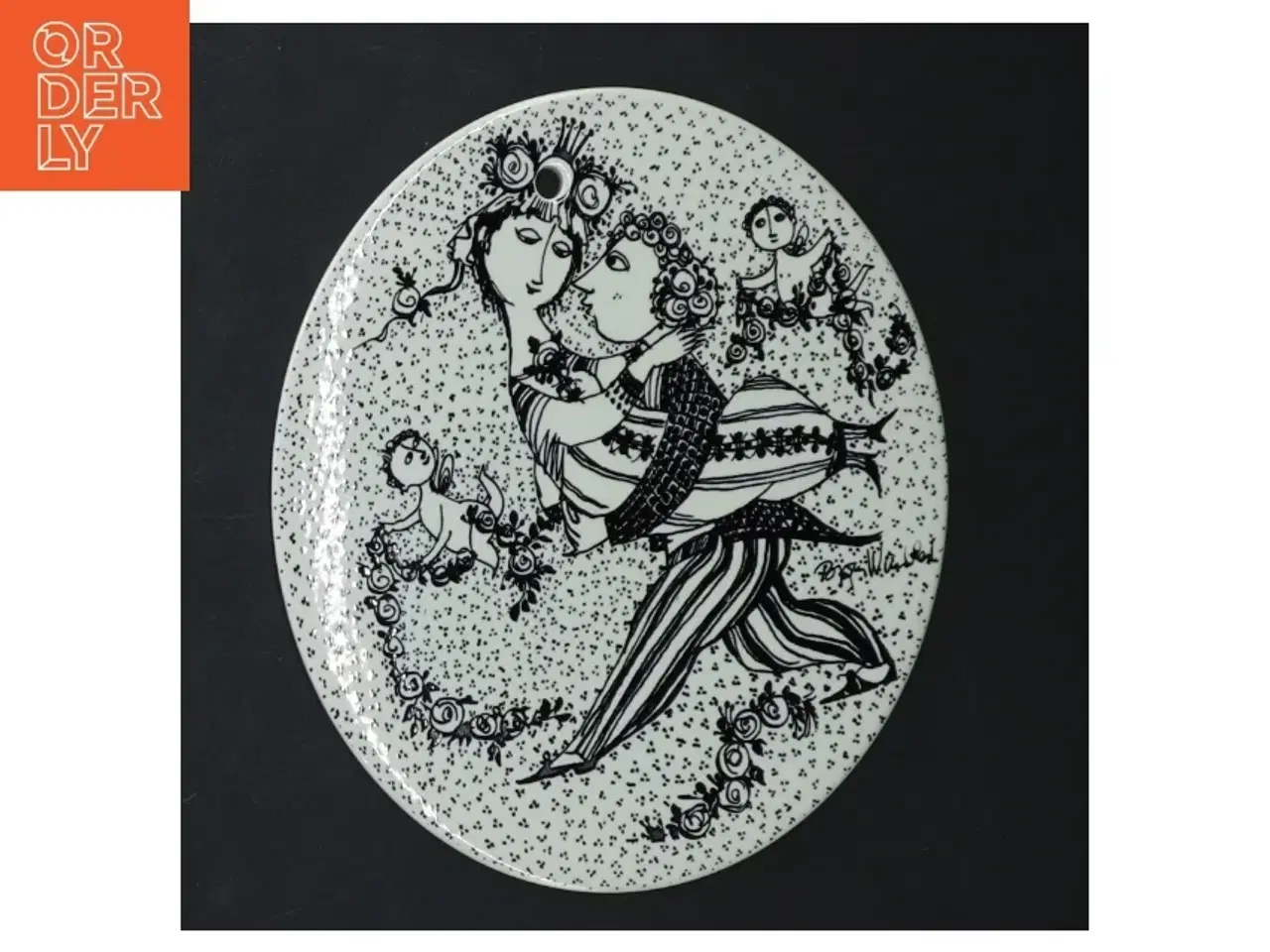 Billede 1 - Dekorativ platte med kunstnerisk motiv fra Bjorn Wiinblad (str. Ø 15,5 cm)